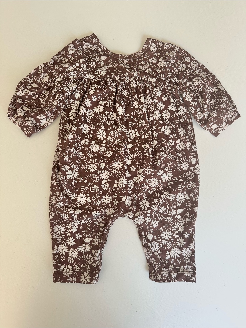Brown Floral Baby One-Piece Romper by